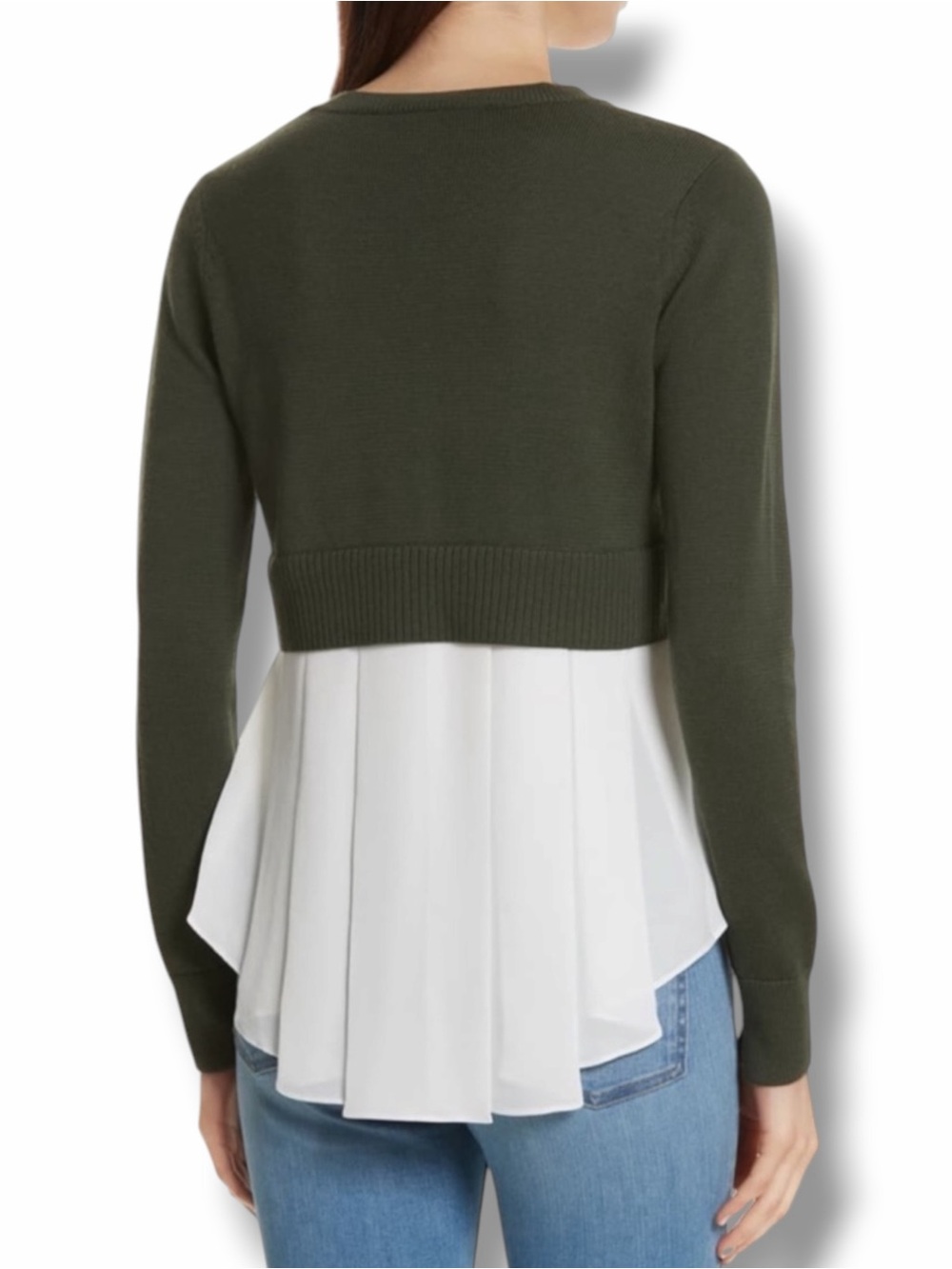 Veronica Beard Concord V Neck Mixed Media Silk & Merino Wool Sweater- Sz Small